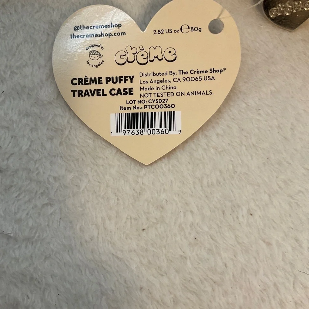 etäme Quilted Cream Cosmetic Pouch - Soft Travel Makeup Case